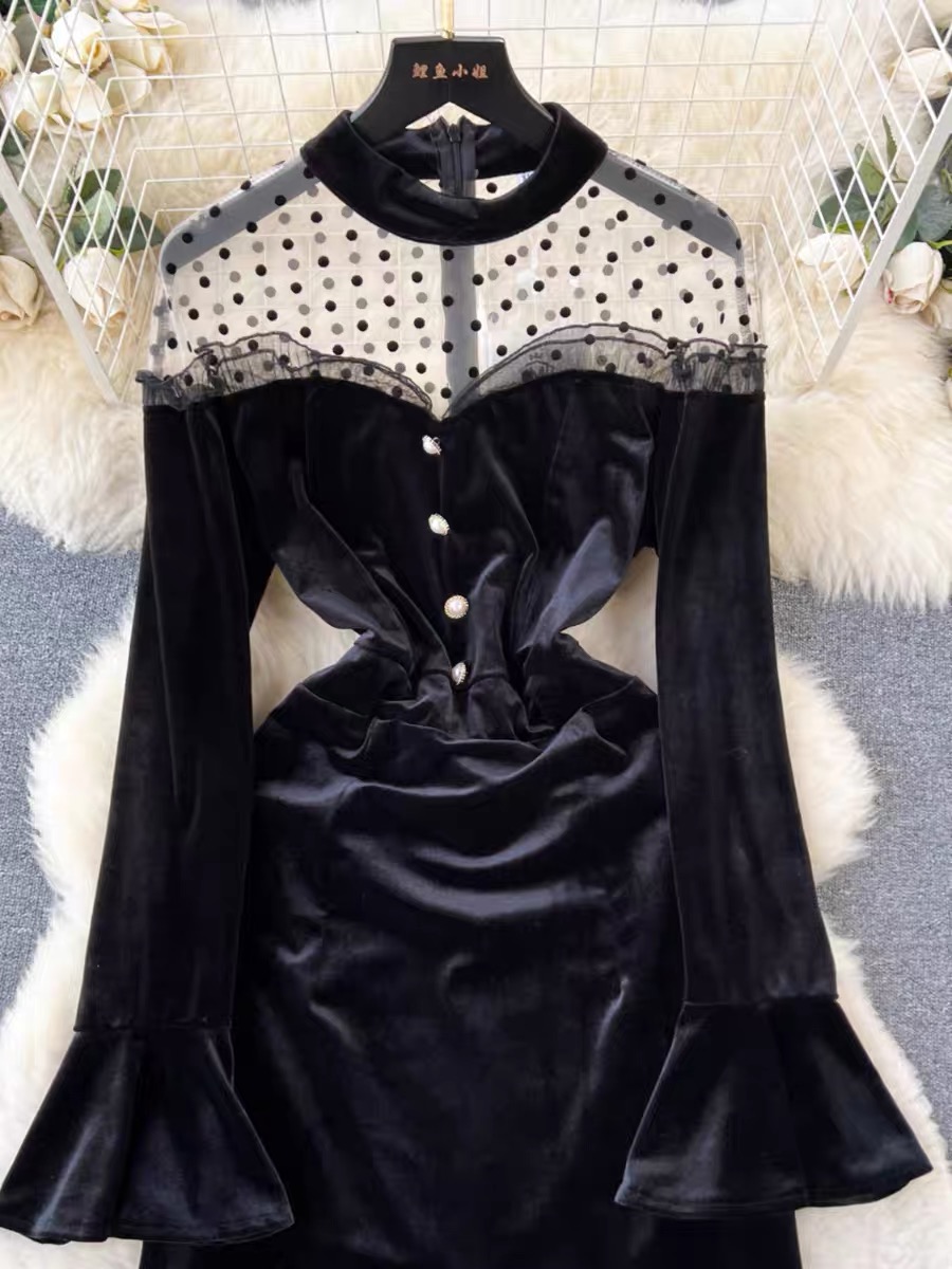 On top of the game velvet  dress FD558 image