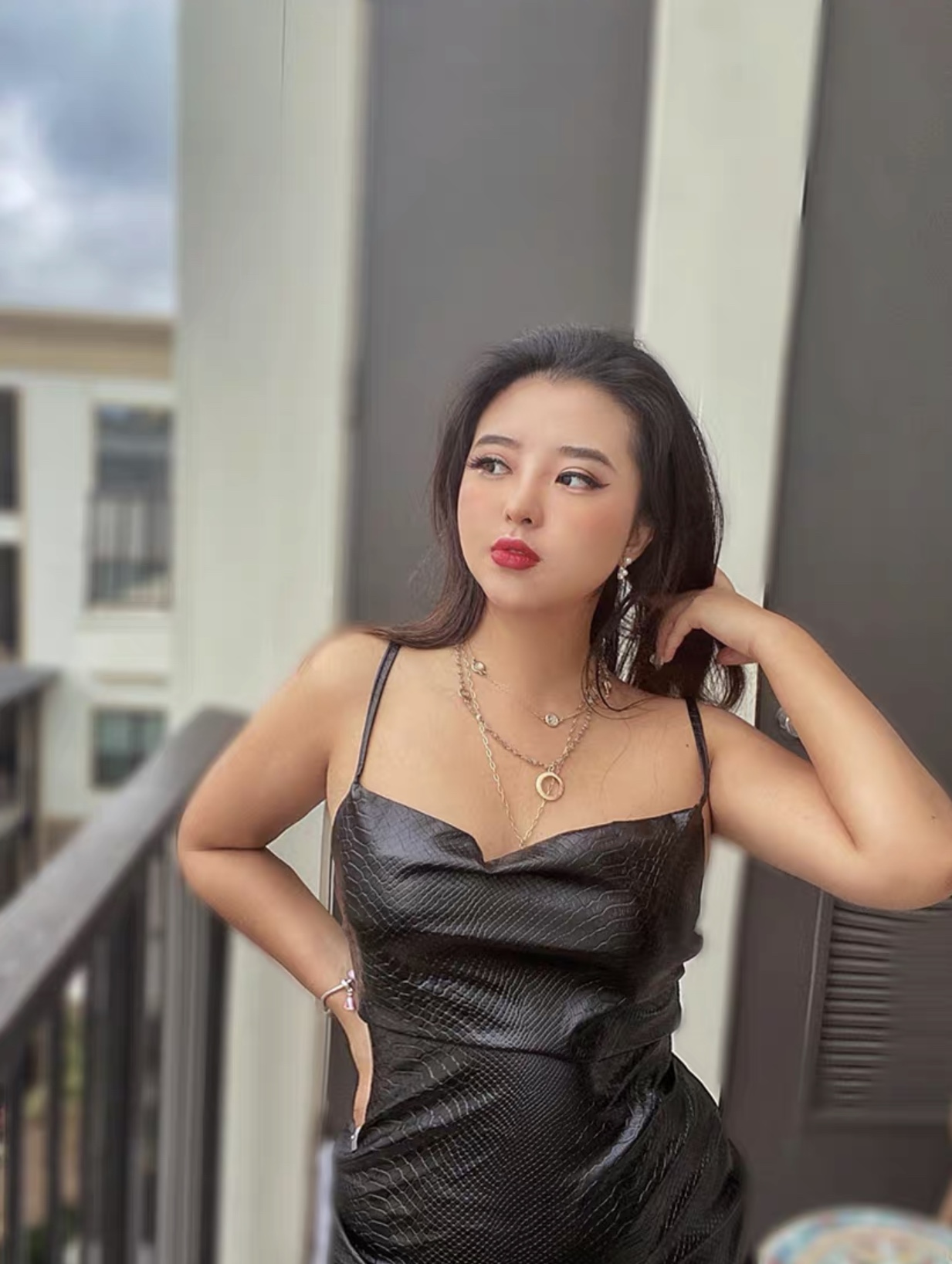 Date night crocodile skin suspender dress image