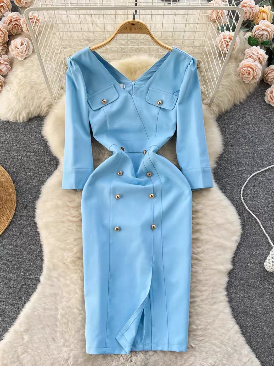 Women in money bubble sleeves dress FBC58