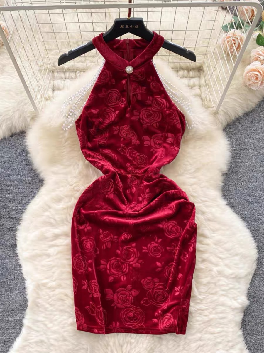 Christmas Eve mini velvet dress CBC257
