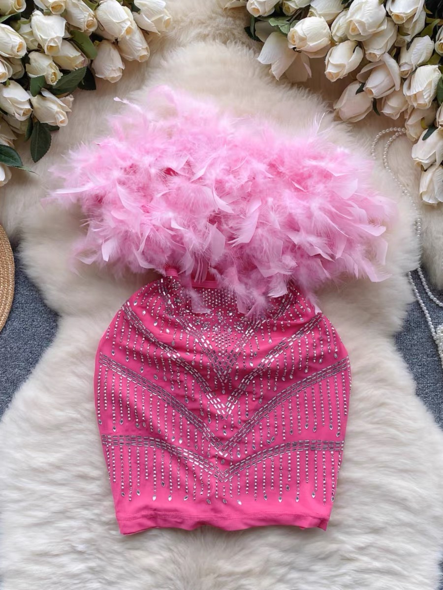 Celebrity party feathery dress CBC264 image