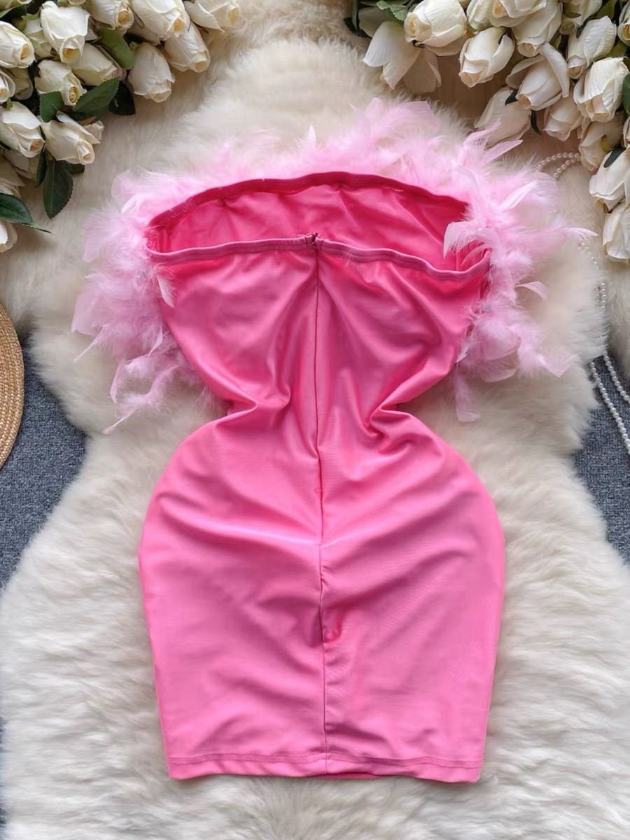 Celebrity party feathery dress CBC264 image