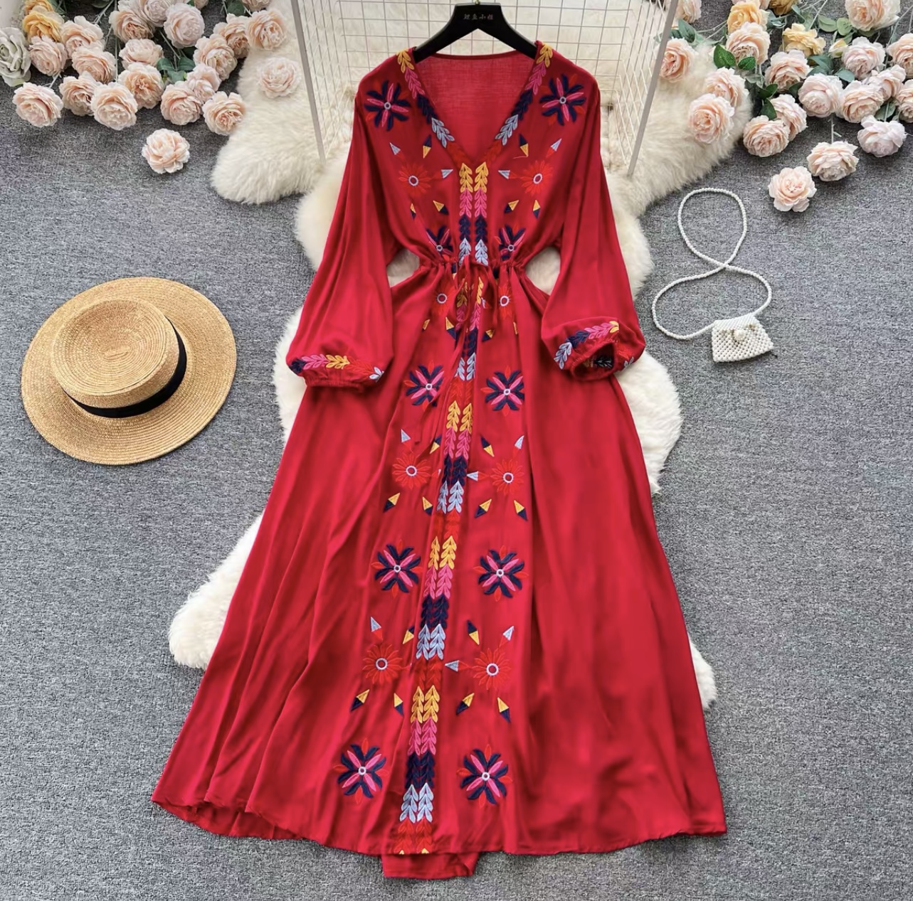 Extra slay vibe embroidery dress CD454 image