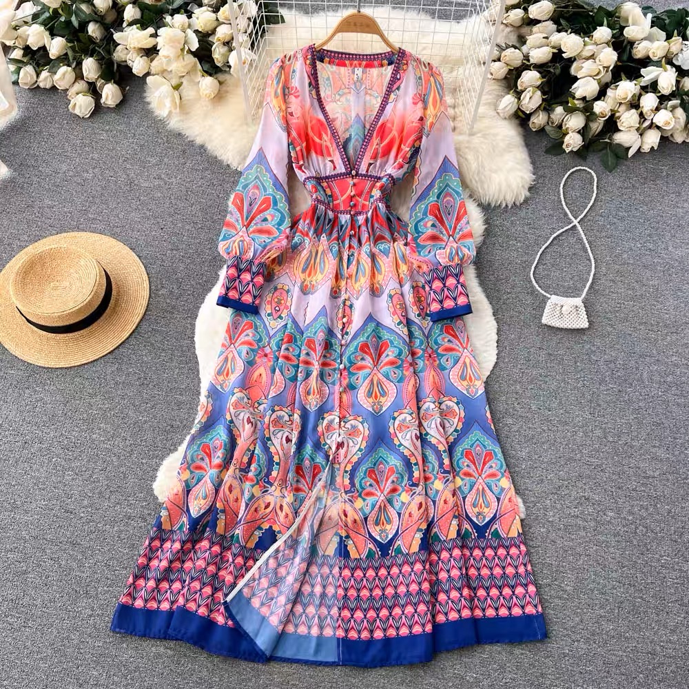 Skip a beat print dress ED39 image
