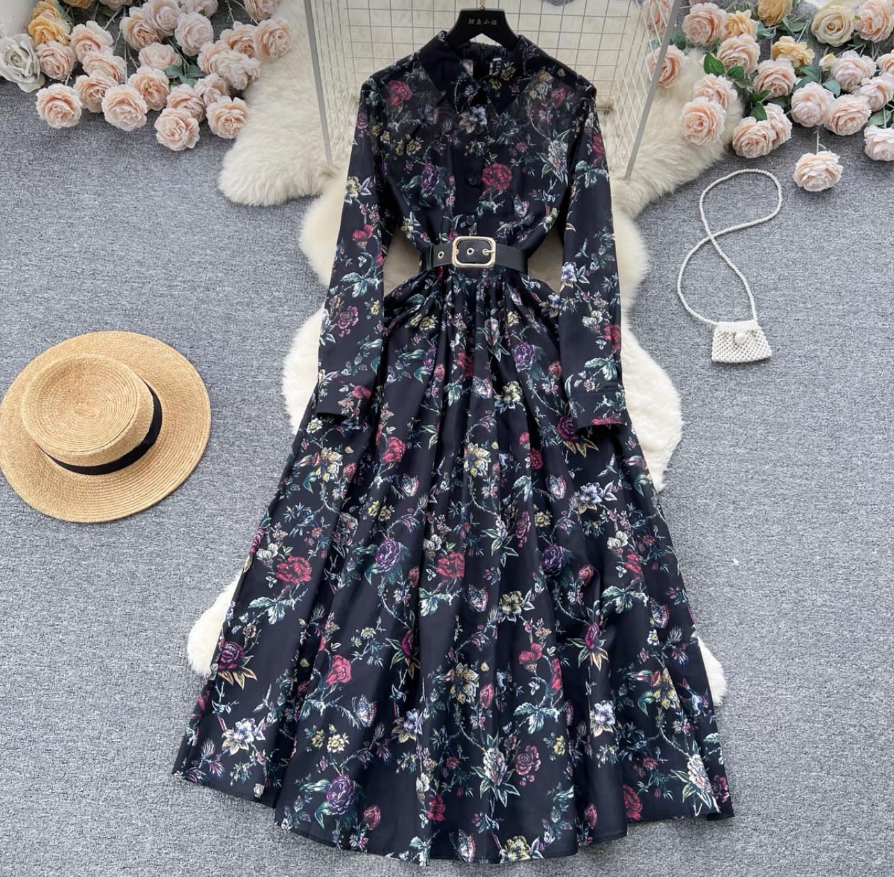 Floral baddie dress & belt FD342 image