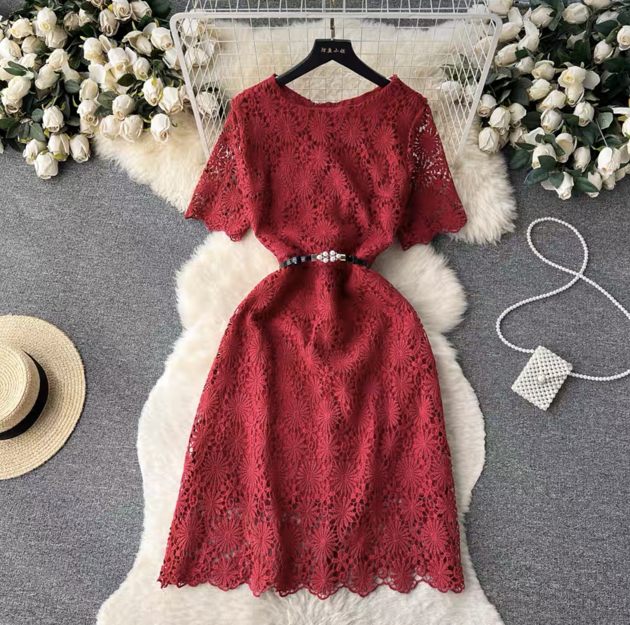 Feel myself lace dress & belt FD160 image