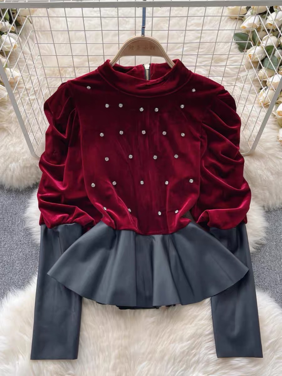 Downtown girl velvet Blouse BE286