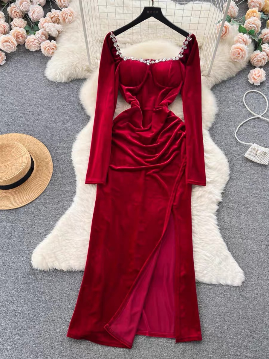 Christmas glow velvet dress FD311 image