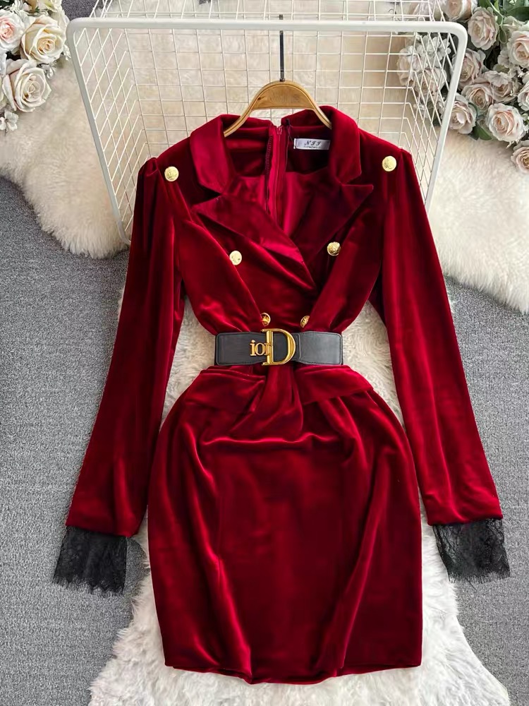 Superficial babe velvet dress FBC85