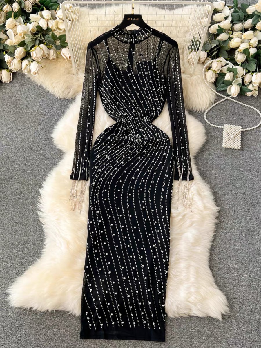 Absolute need beaded mesh gown & camisole EBC61 image
