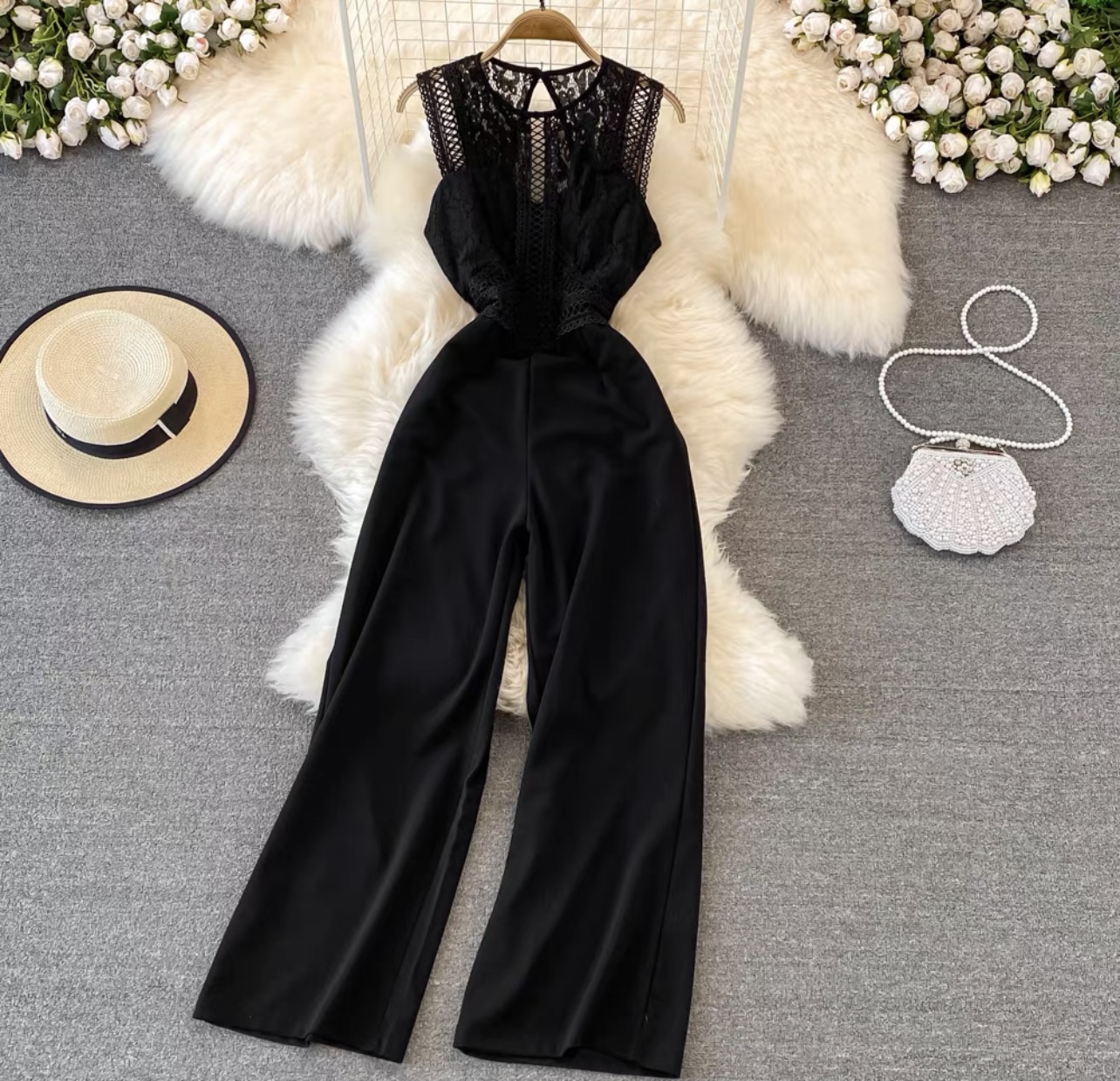 Let your laces up sleeveless jumpsuit JRZZ418 images