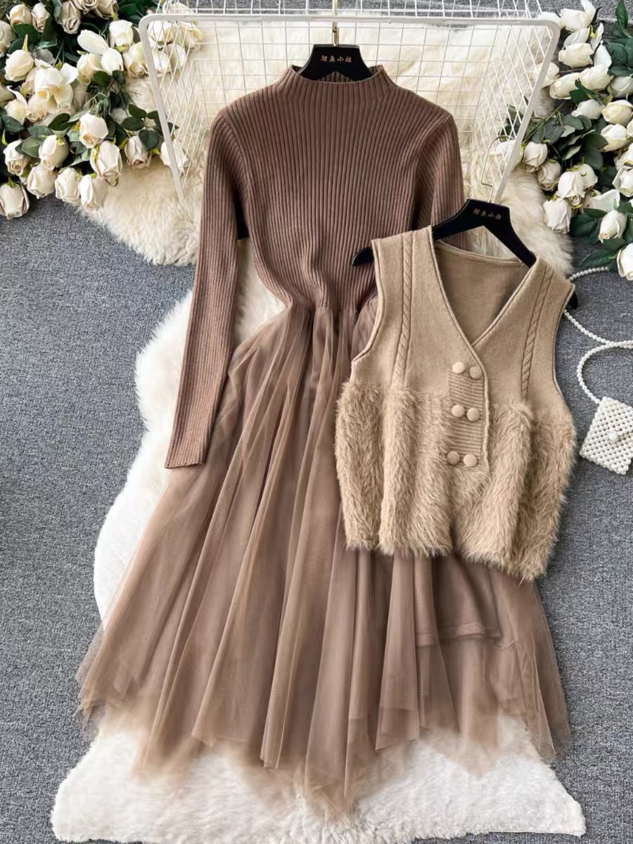 One more vacay sweater dress & waist coat KD138 image