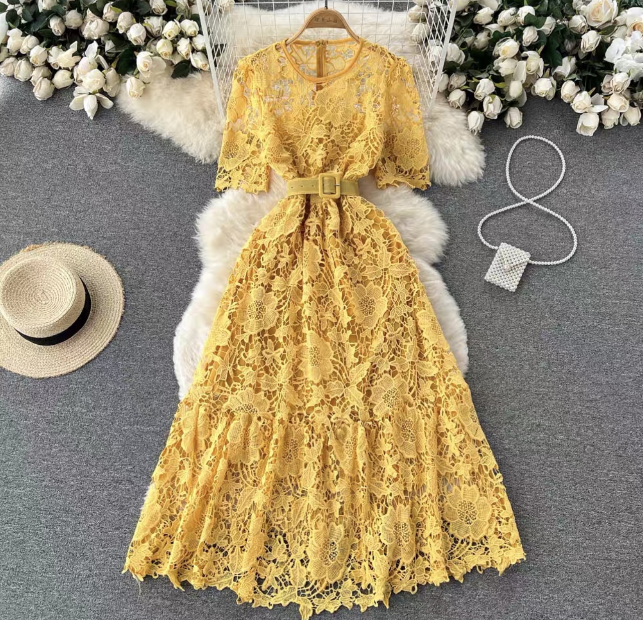 Outta Manhattan lace dress & belt FD39