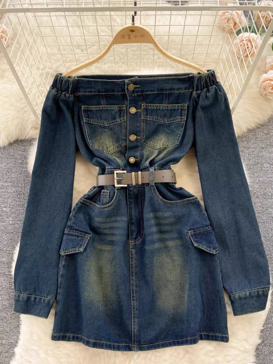 Lights and cameras denim Dress & belt DD23