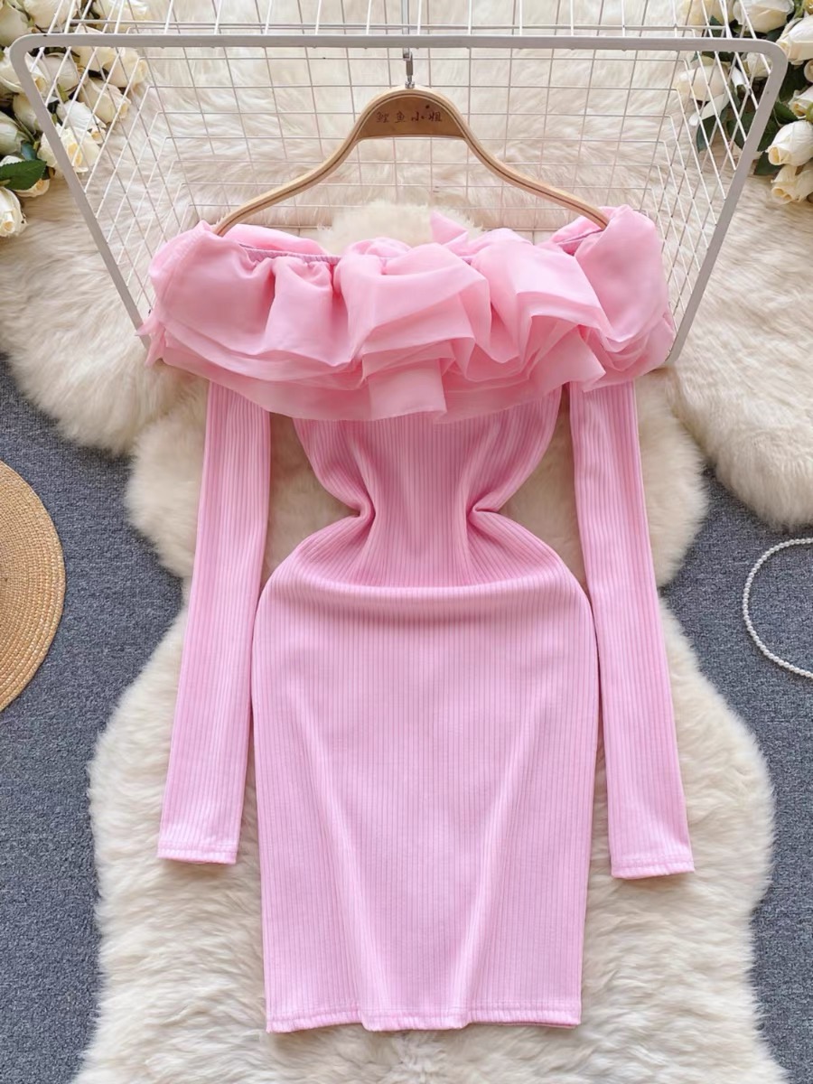 Believe me not ruffle knitted gown CBC231 image