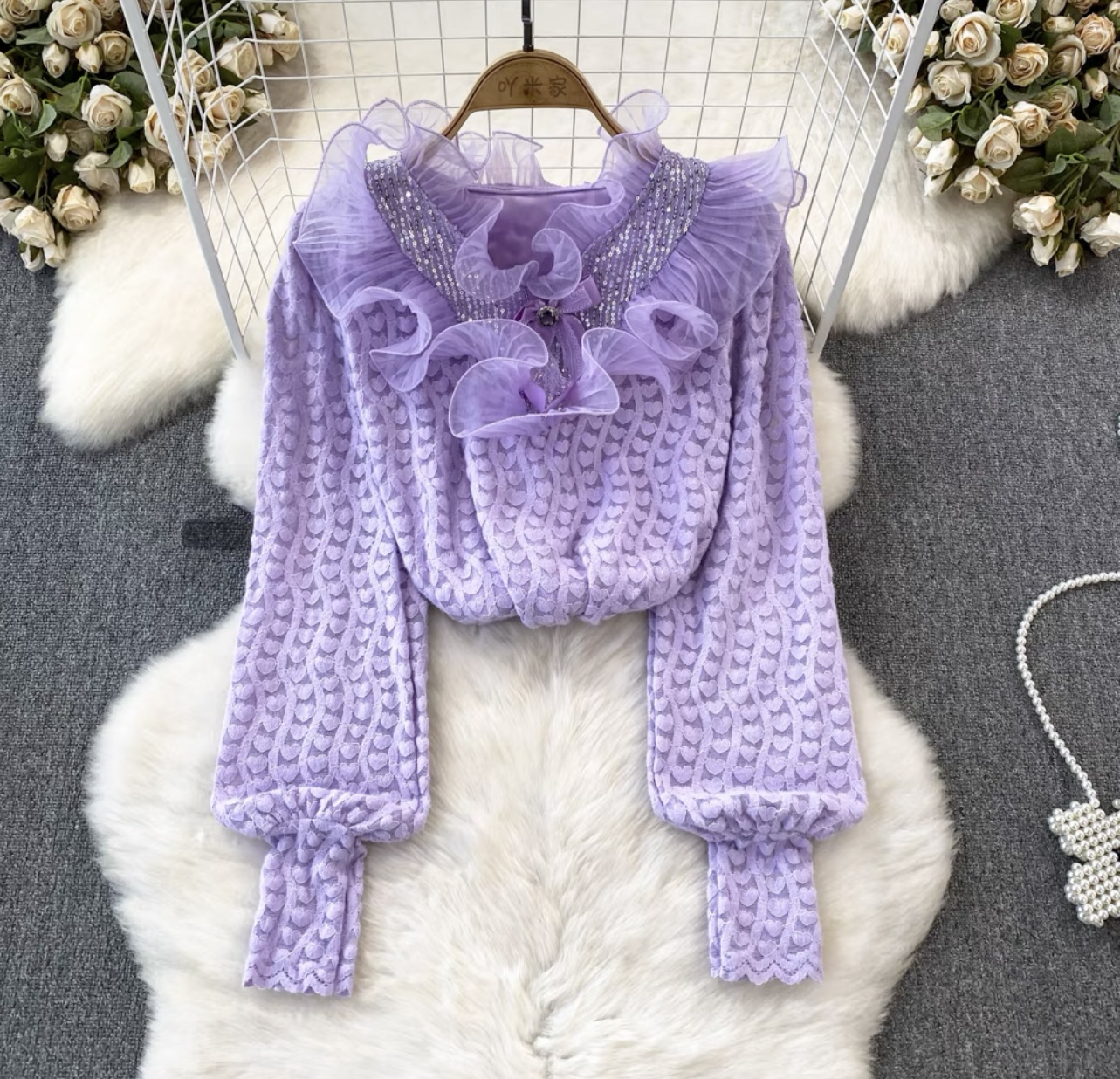 Fancy night out ruffle blouse BE245