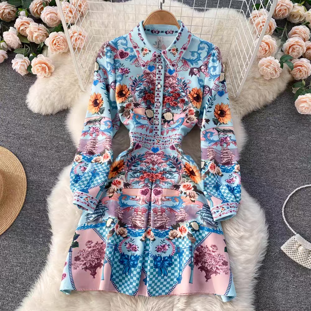 Beauty & the billonaire print dress  ED10 image