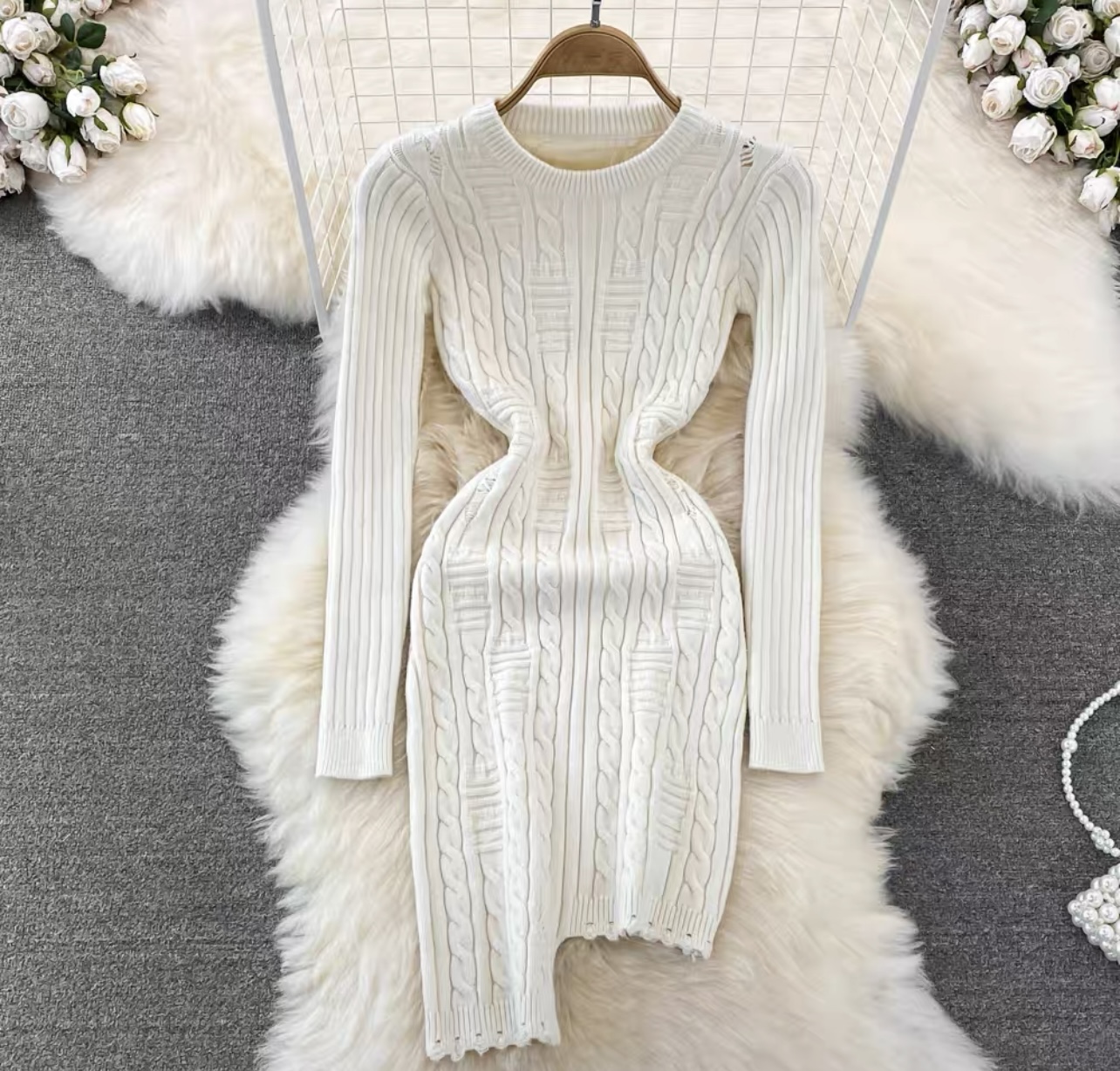 Champagne body knit gown KBC35 image