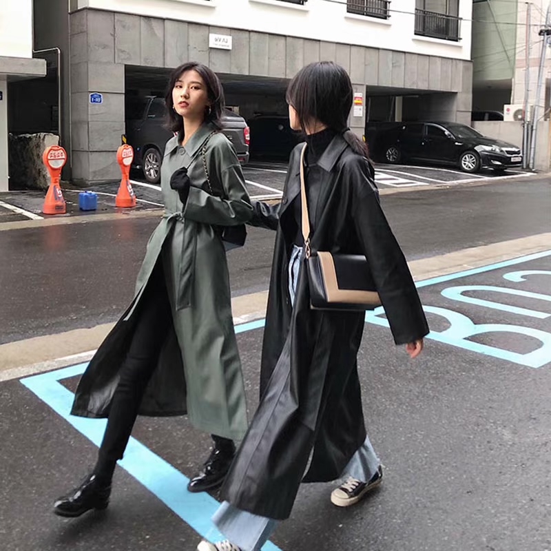 Out with my bestie leather coat LJ104 image