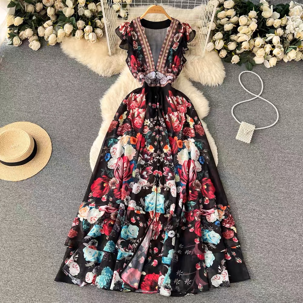 So romantic floral dress ED30 image