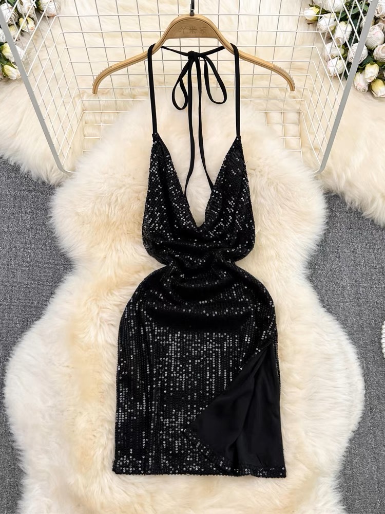 Sipping cocktails glitter gown CBC106