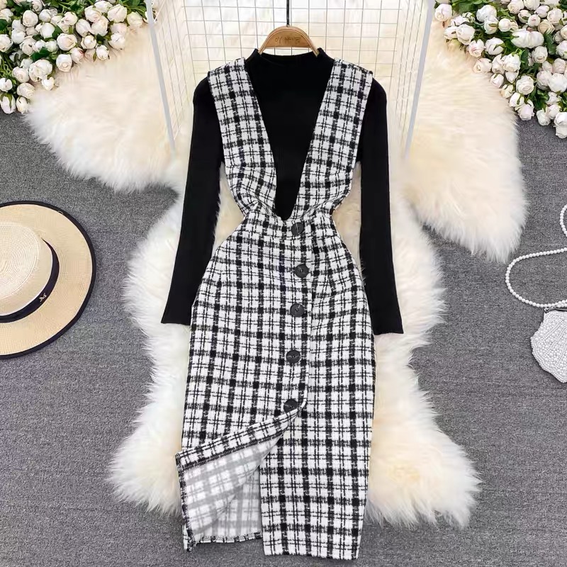 Midi plaid dress set FBC18 image