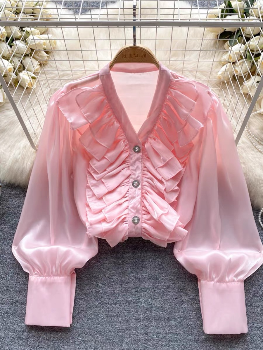 Caught in the drama flutter blouse BE166