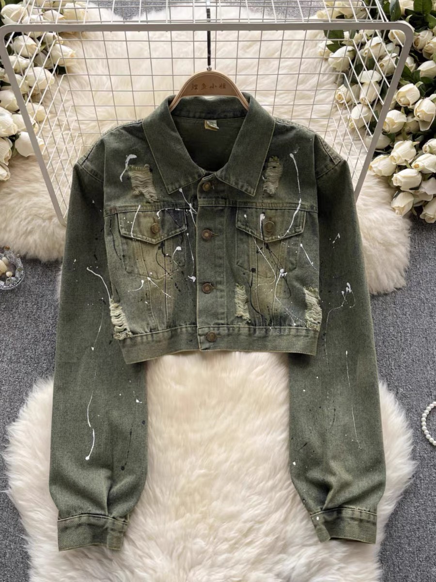 Hearts of hearts designer crop denim jacket DJA119 image