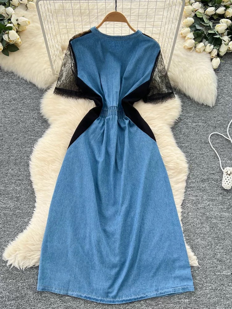 Gone viral lace denim dress DD61 image