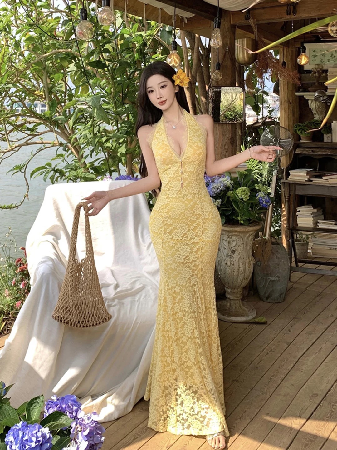 Sweetheart halter lace dress CD330 image