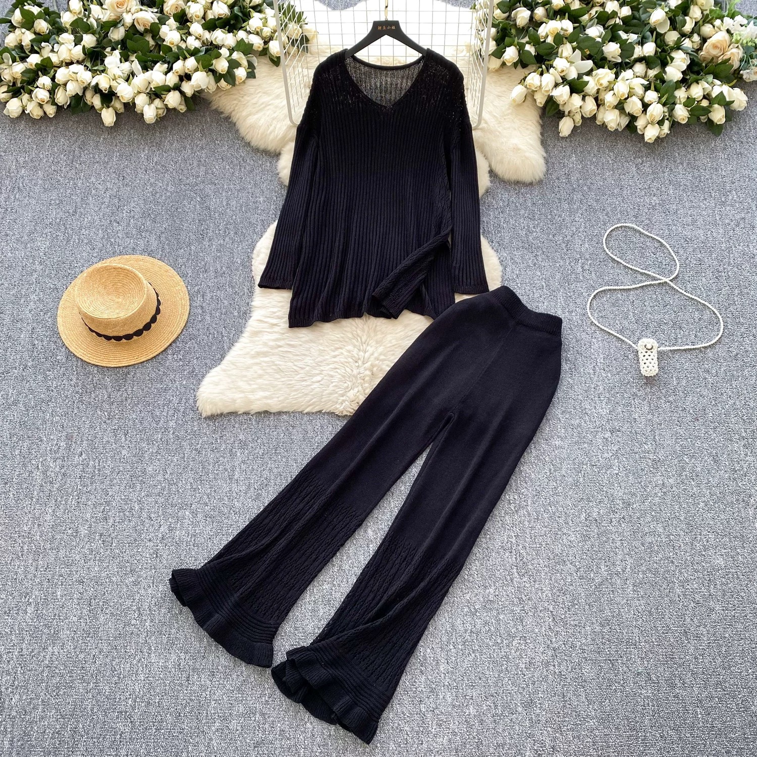 Noir elegance knitted set KTP313 image