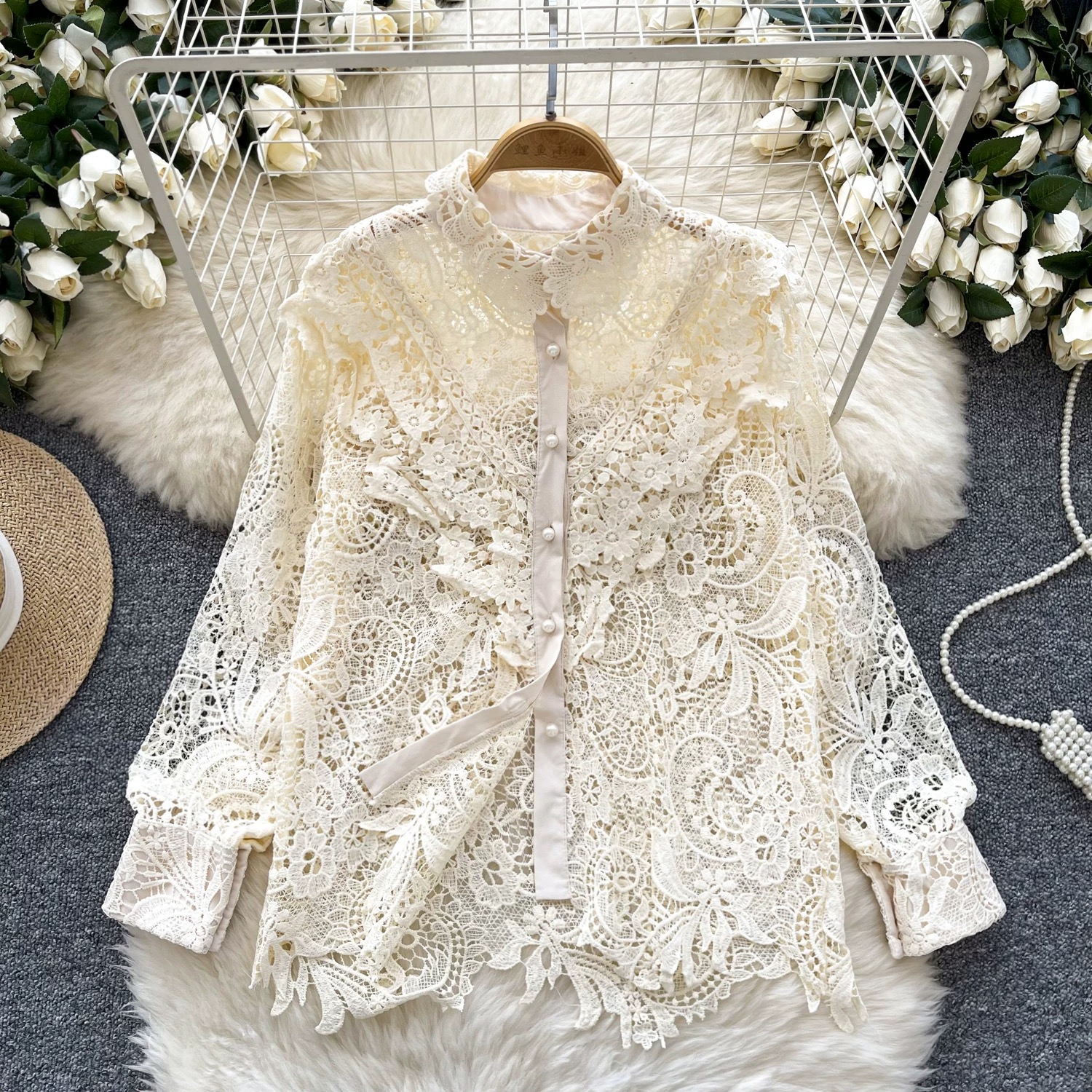 Hot fix lace shirt SH138 image