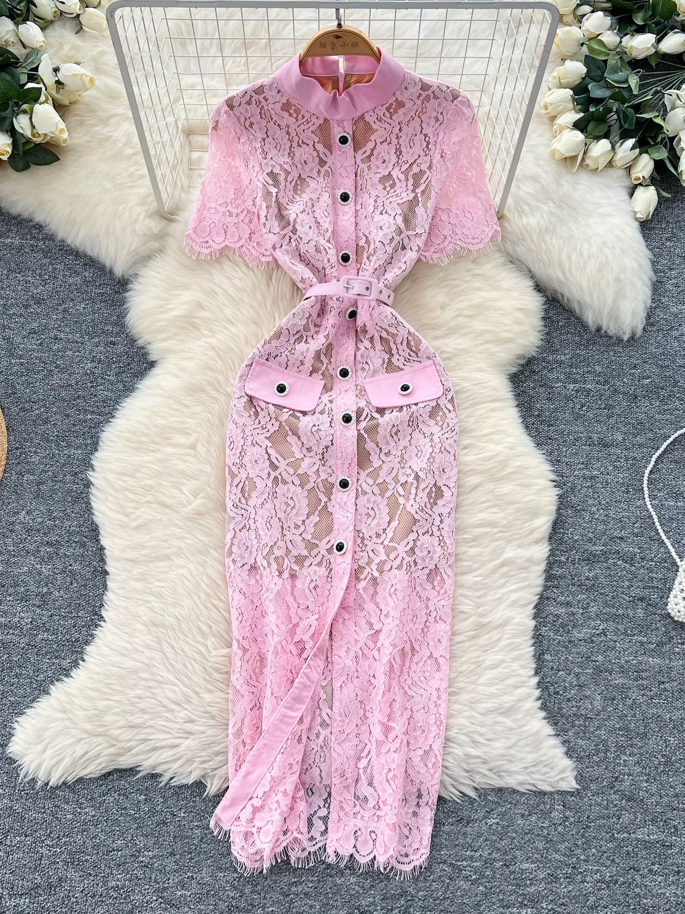 1990’s baddie lace dress FBC404