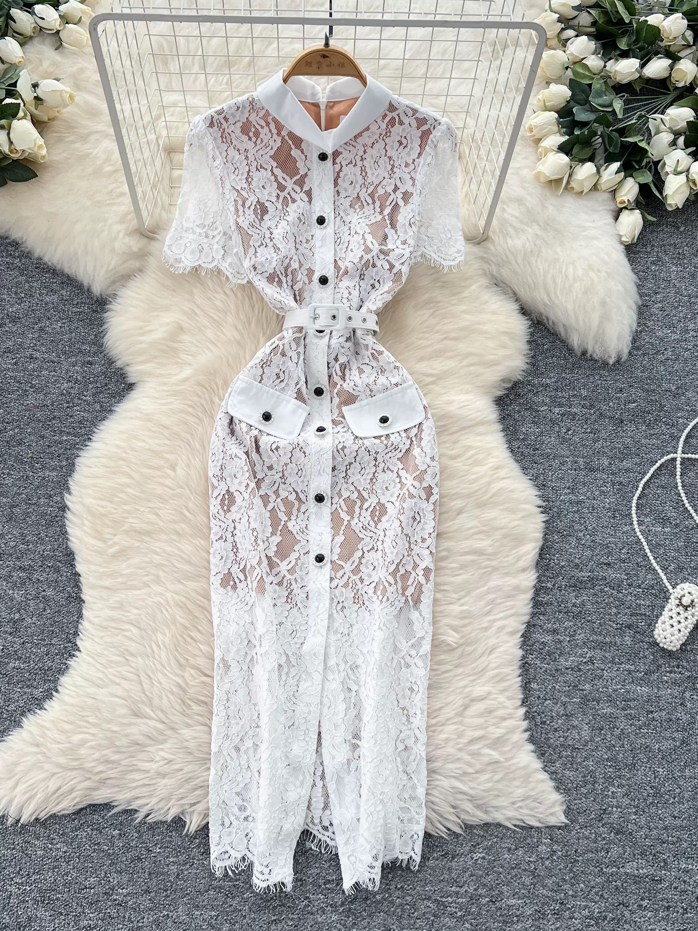 1990's baddie lace dress FBC404
