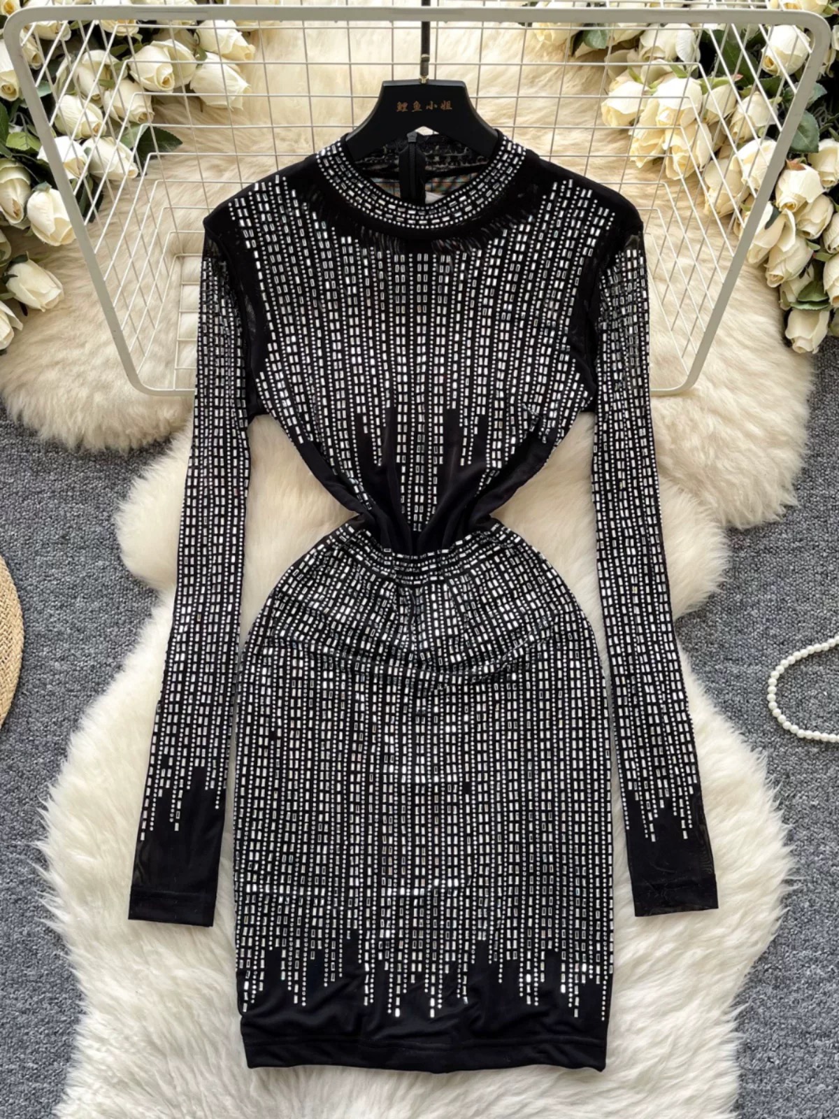 Back alley embellished dress FBC433