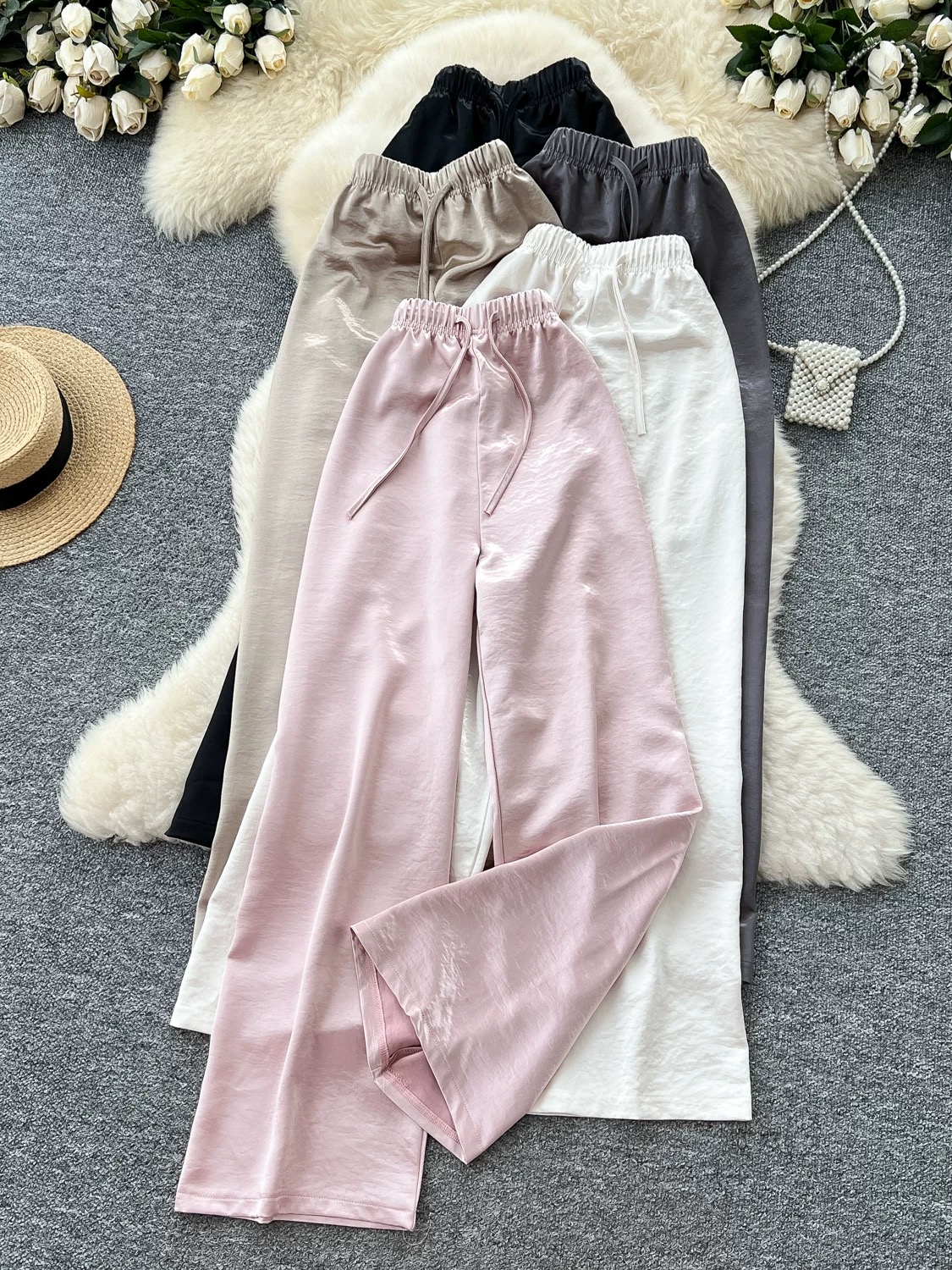 Here for the vibes satin pants CP34