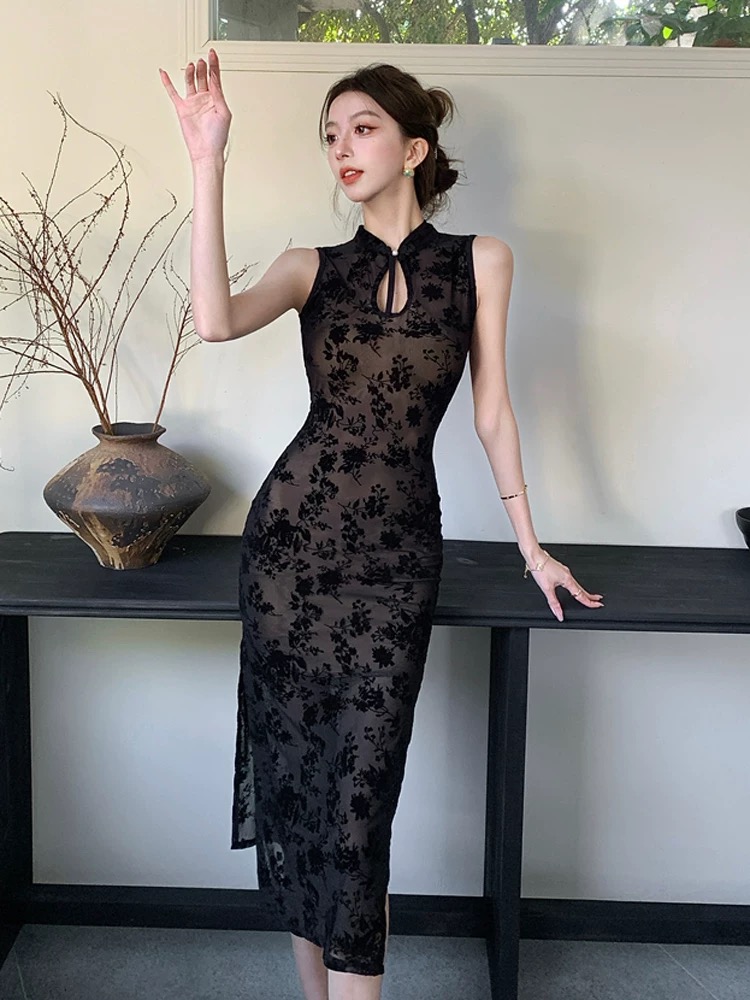 Taking flights qipao dress Q198