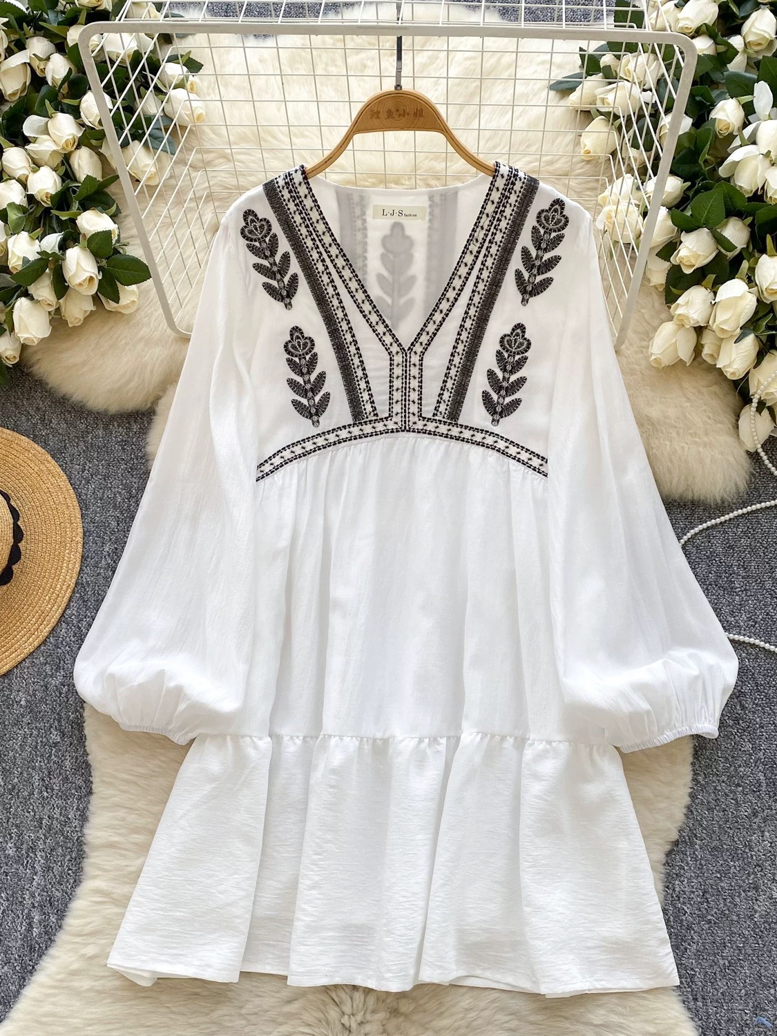 Dollar signs embroidery dress CD1378 image