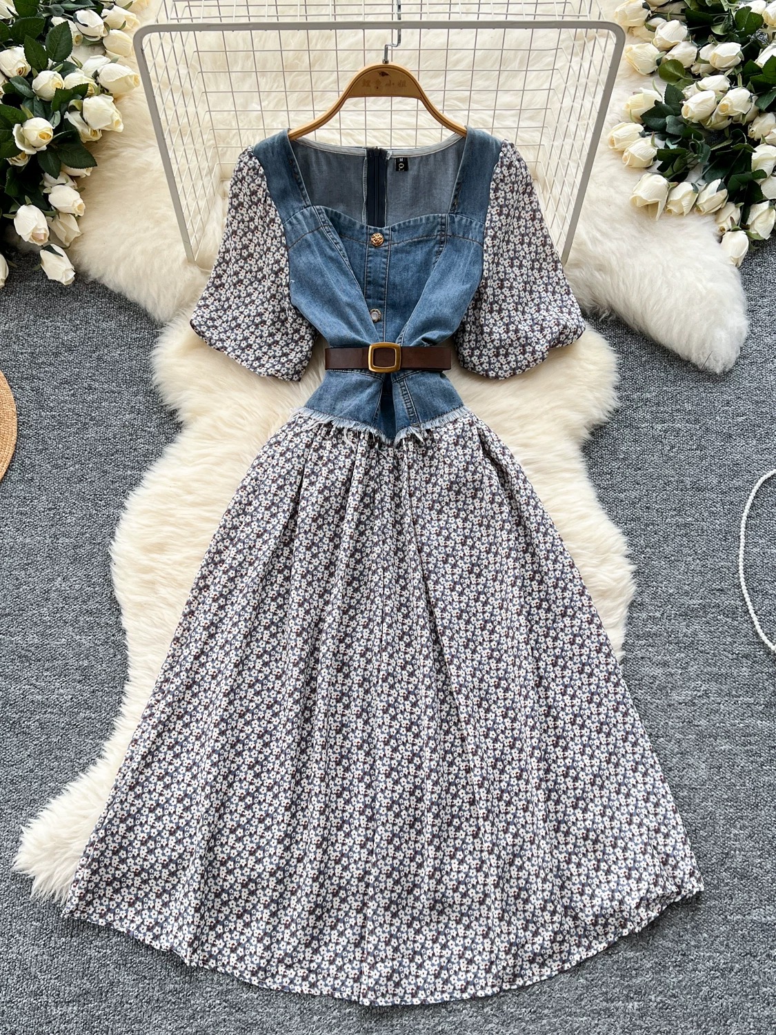 Take a hint denim dress & belt DD99