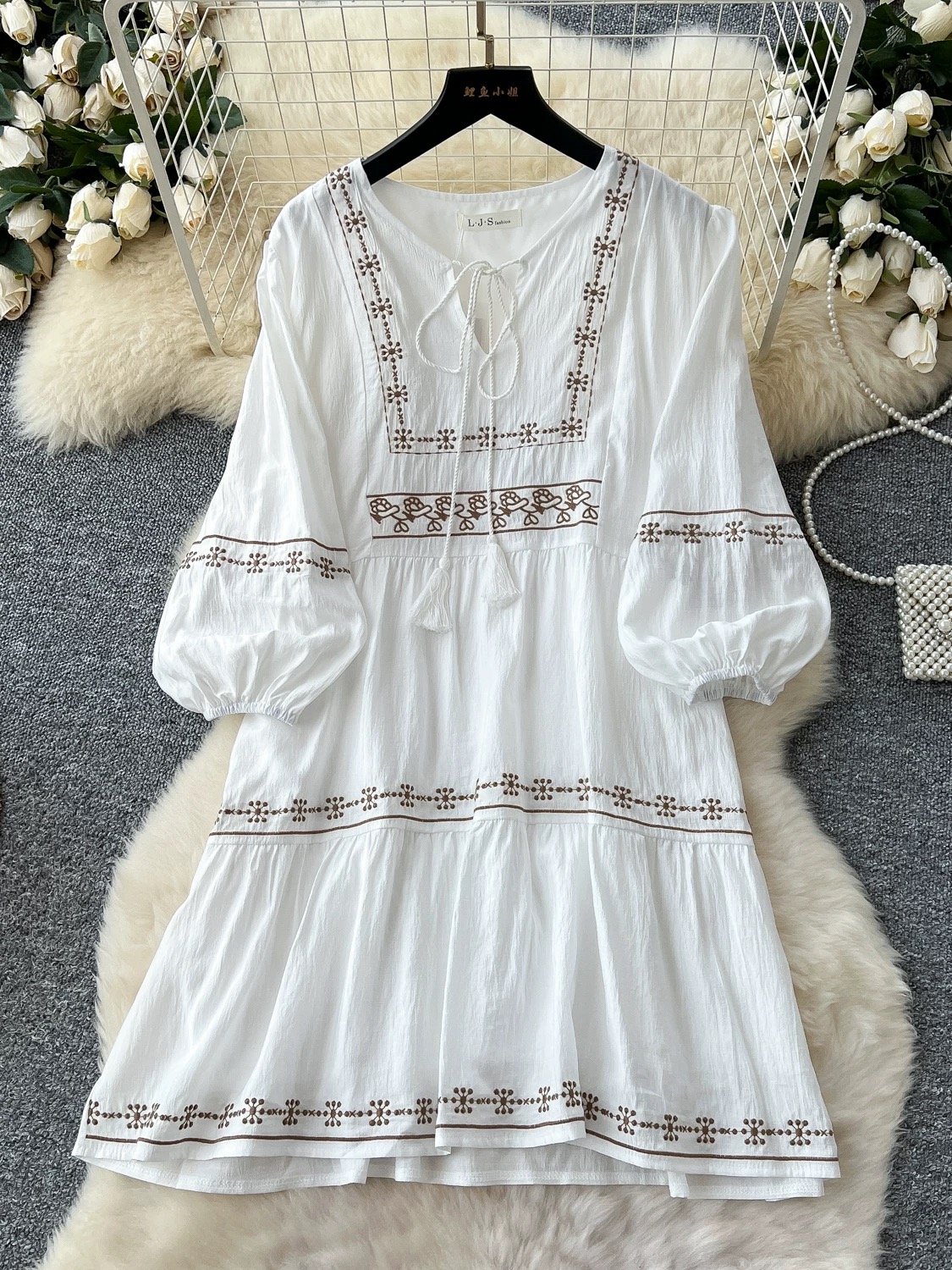 Linked together embroidery dress CD1462 image