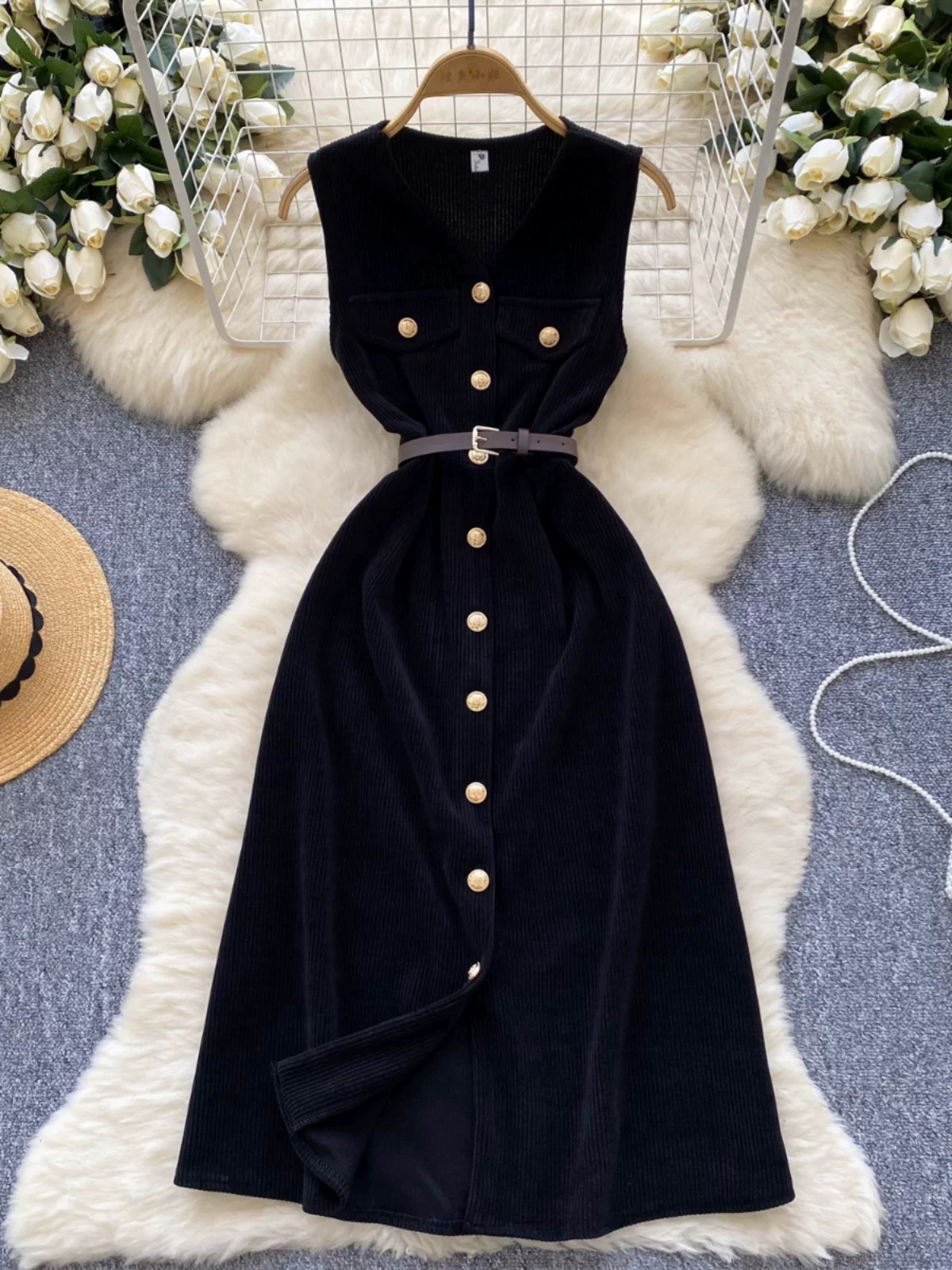 Noble behaviour corduroy dress & belt  CD1970 image