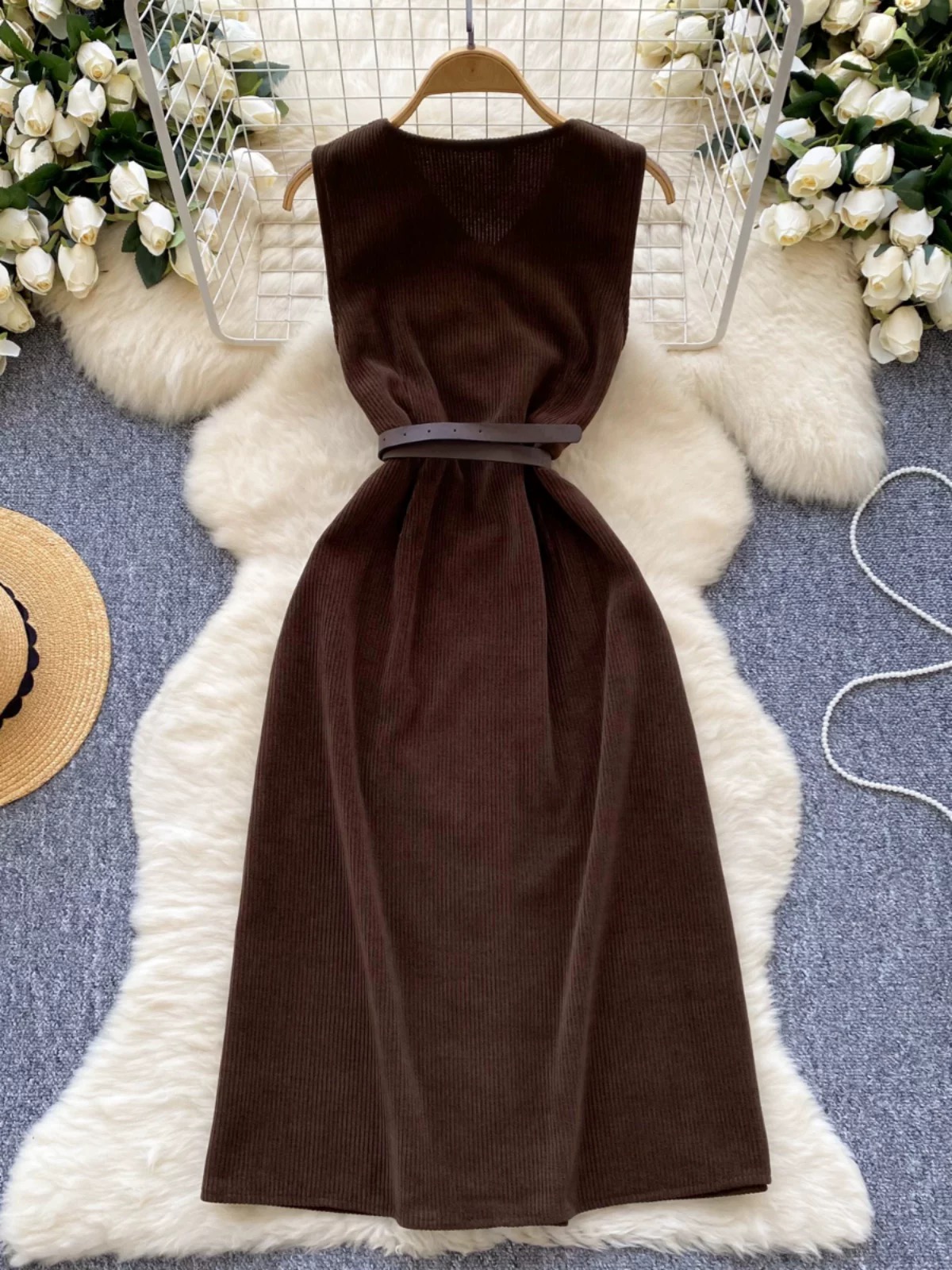 Noble behaviour corduroy dress & belt  CD1970 image