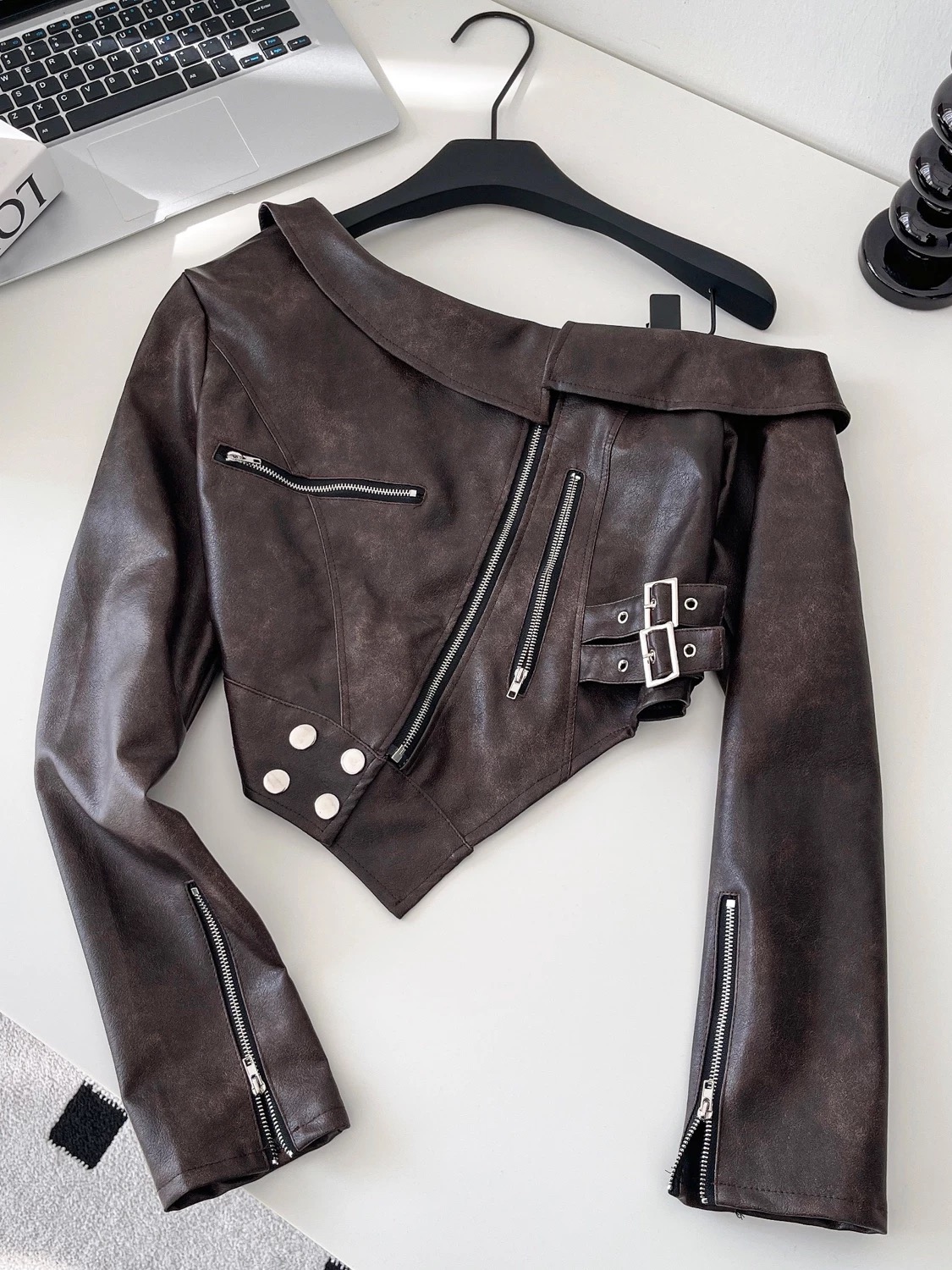 Toggled in love leather top CTO583