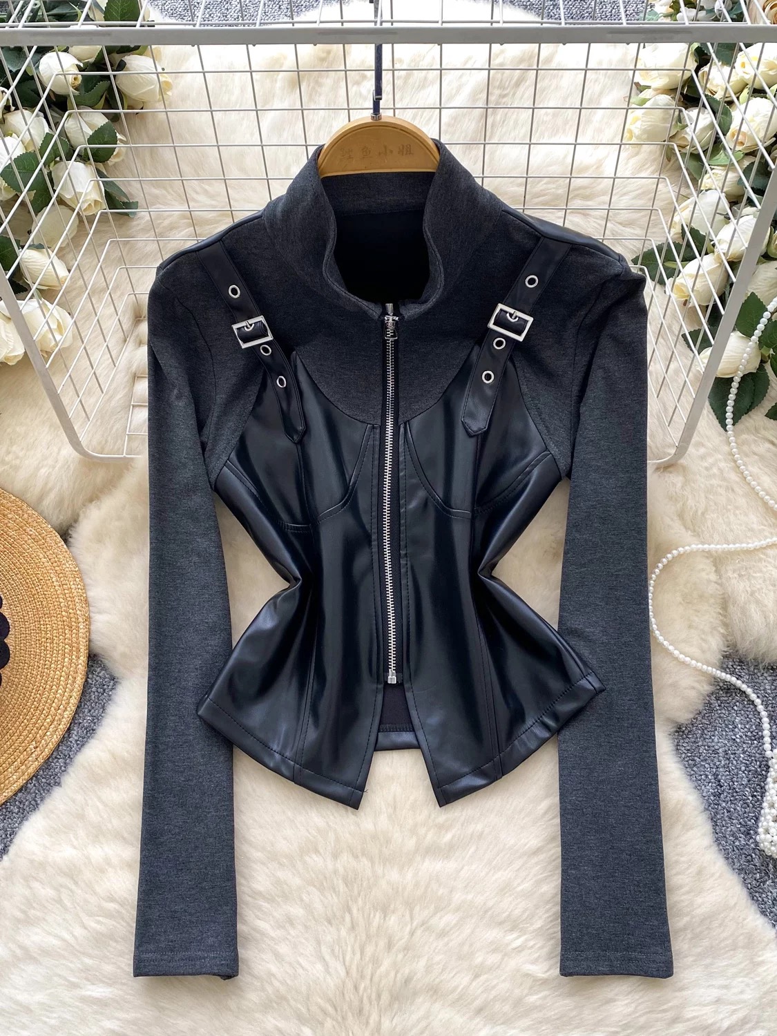 Be my home girl leather top CTO588 image