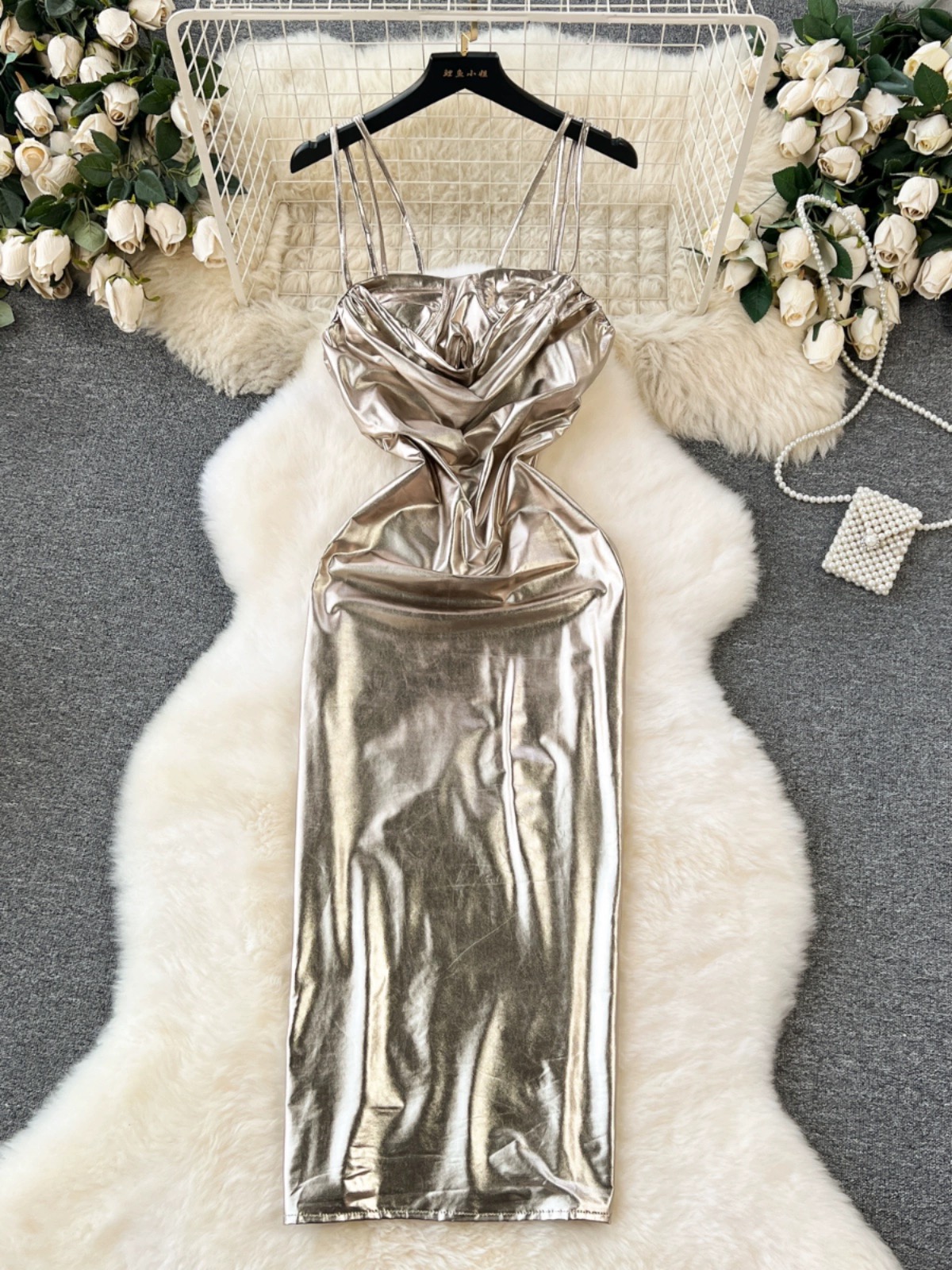 No drama metallic dress CBC839