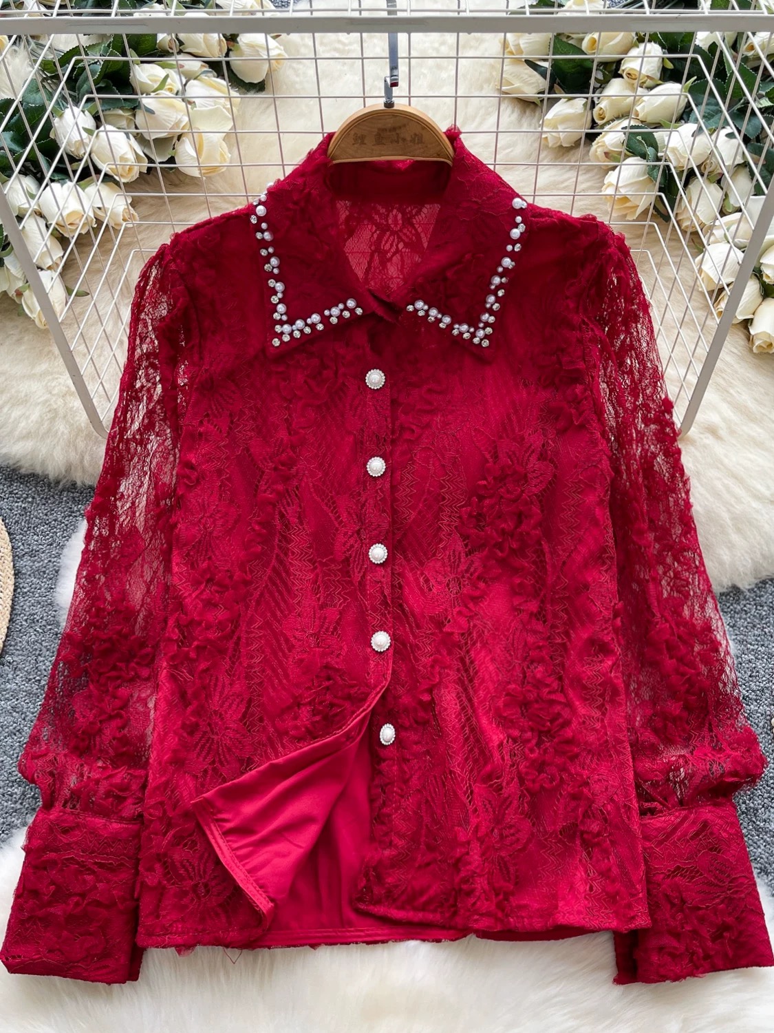 Shinning with positivity lace top FTO299 image