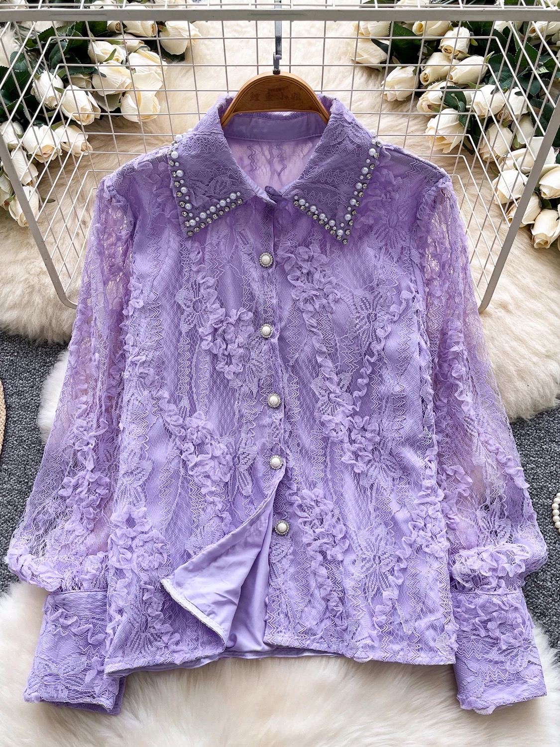 Shinning with positivity lace top FTO299 images