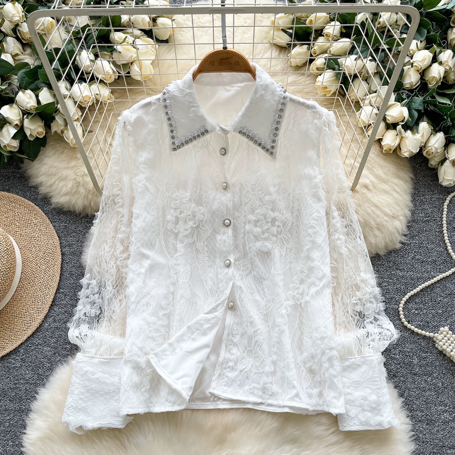 Shinning with positivity lace top FTO299 images