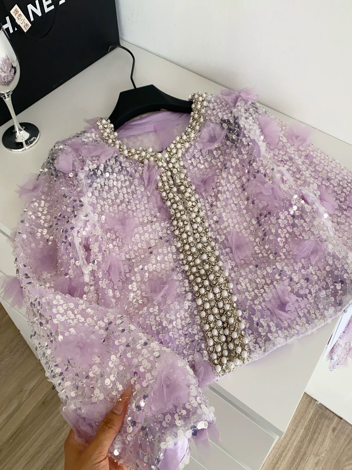 Call out embellished sequin top FTO260 image