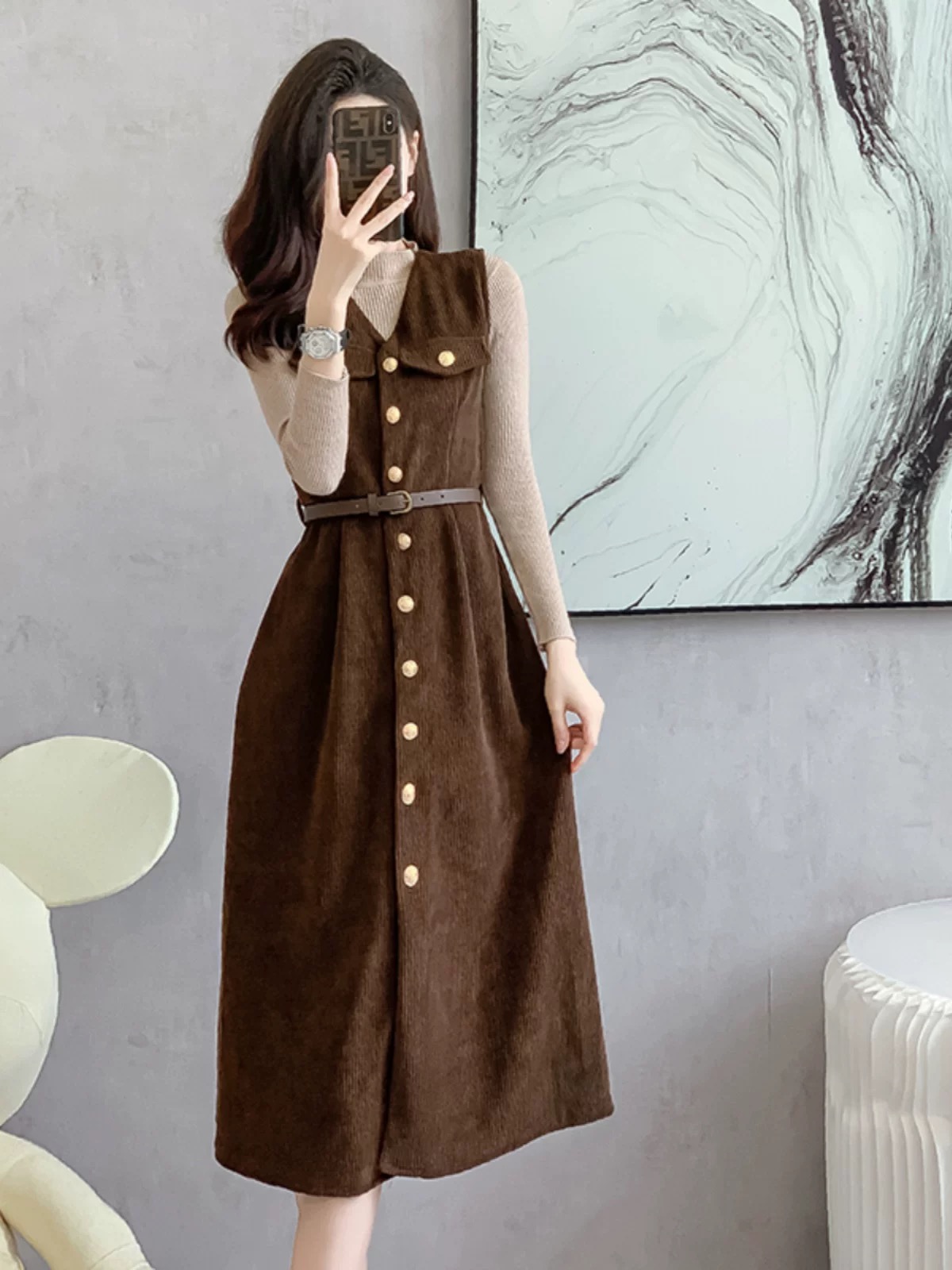 Noble behaviour corduroy dress & belt  CD1970 image